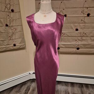 Square Neck Satin Slip Midi Dress